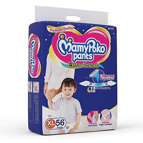 Image of Mamypoko Pants Extra Absorb Diapers (White, Large, 64 X 2-128 Pieces) Pack of 2, Unisex, Unisex