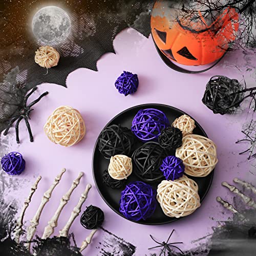 36 Pieces Vase Filler Wicker Rattan Balls Colorful Vase Filler For Home Decor Table Decorative Balls For Bowls Natural Rattan Balls For Holiday Party Decoration(Orange, White, Purple, Black, Round) #TOP5