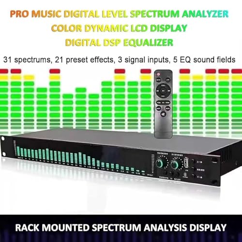 Ecualizador gráfico estéreo de 31 bandas con pantalla de espectro, montaje en rack 1U, reducción automática de ruido y 21 presets, para audio doméstico, HiFi y estudio de grabación miniatura 3