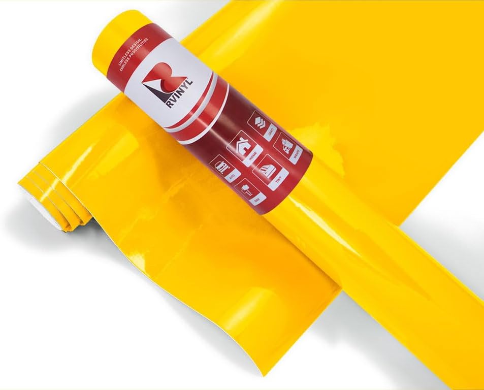 3M 7125 Bright Yellow Gloss Permanent Adhesive Vinyl Roll for Craft and Sign Cutters (12in x 10ft Roll)