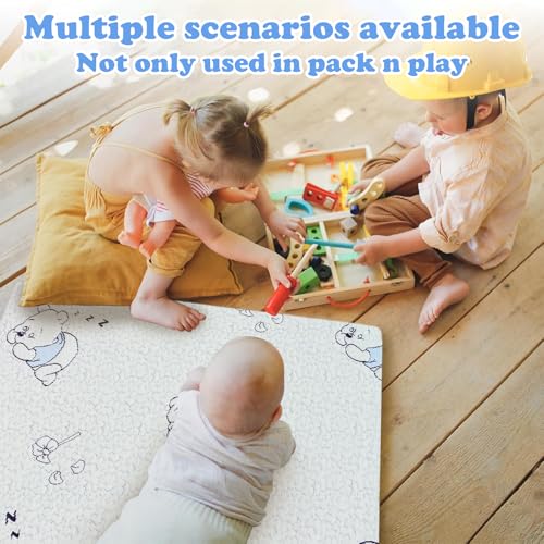 Image of Pack and Play Mattress, 38x26 Baby Playpen Mattress for Pack N Play, Gel Memory Foam Pack N Play Mattresses Pad with Soft Washable Cover for Baby Toddler, Portable & Breathable