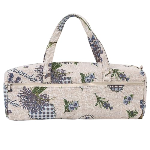 Image of Oumefar Household Fabric Bag Crafts Knitting Needles Storage Sewing Accessories Needles Organizer Bag Make up Bag Knitting Bags And Totes for Organization Storage(Purple flower) Cosmeticcase