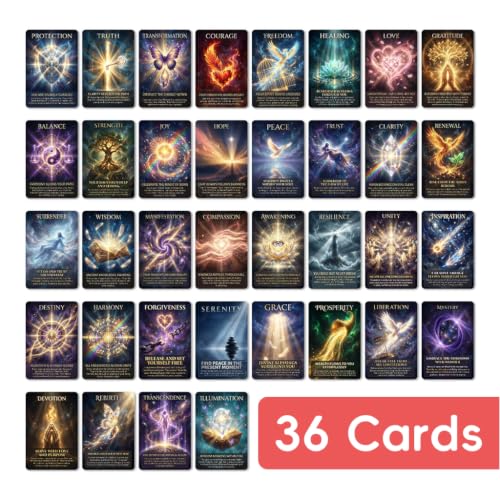 Image of PATPAT 36Pcs Higher Oracle Deck Cosmic Oracle Cards Desk with Messages