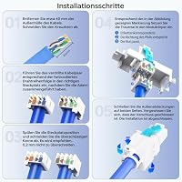 CNCOB RJ45 Netzwerk-Steckverbinder 4 Stück, 10 Gigabit, Werkzeuglos, Vergoldetes Kupfer, 22-26 AWG, für Gaming und Büro (CAT6 UTP White) – Ansicht 8