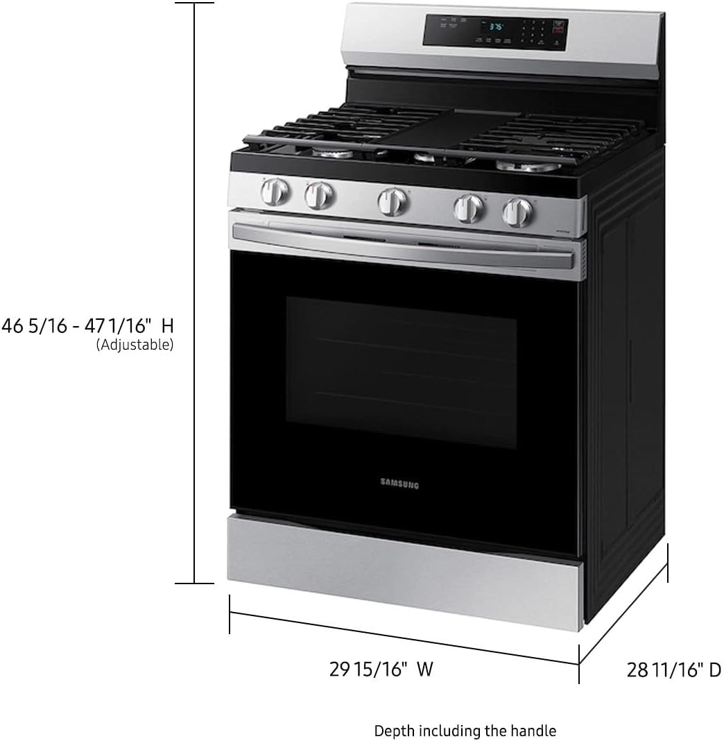 Samsung 6.0 Cu. Ft. Smart Freestanding Gas Range with 18K BTU Dual Ring Power Burner and Self Clean, Stainless Steel, NX60A6311SS/AA
