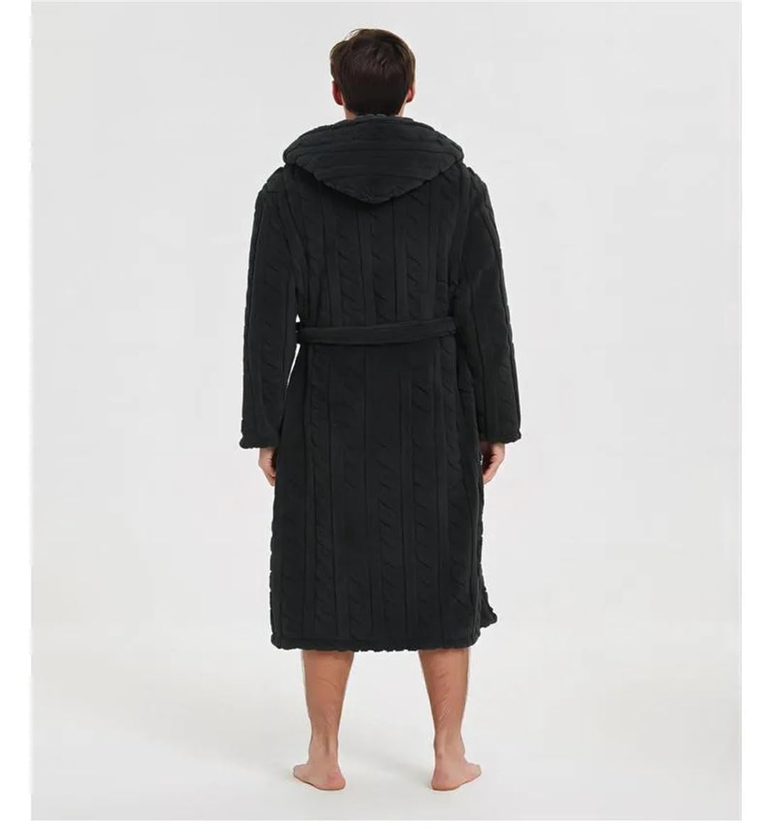 Inverno Caldo Peluche Corallo Pile Robe Usura Addensare Jacquard Flanella Uomini Con Cappuccio Accappatoio Abito Da Casa Usura Da Notte