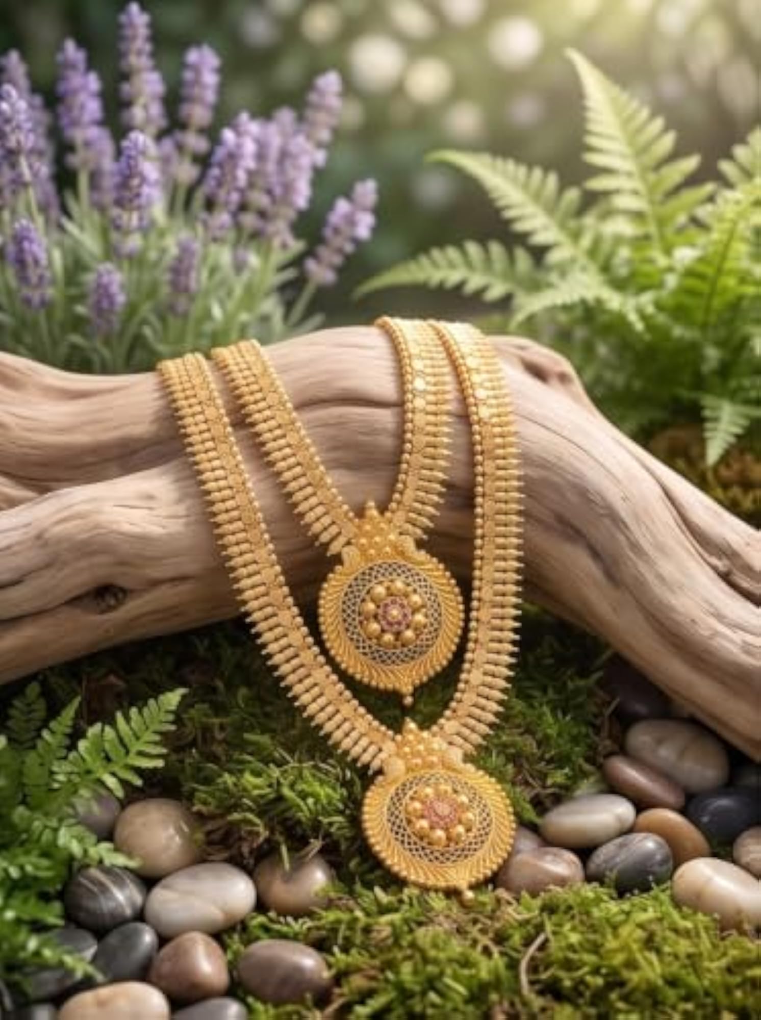 Women's Grand Filigree Medallion Haram Statement Set, Gold Plated