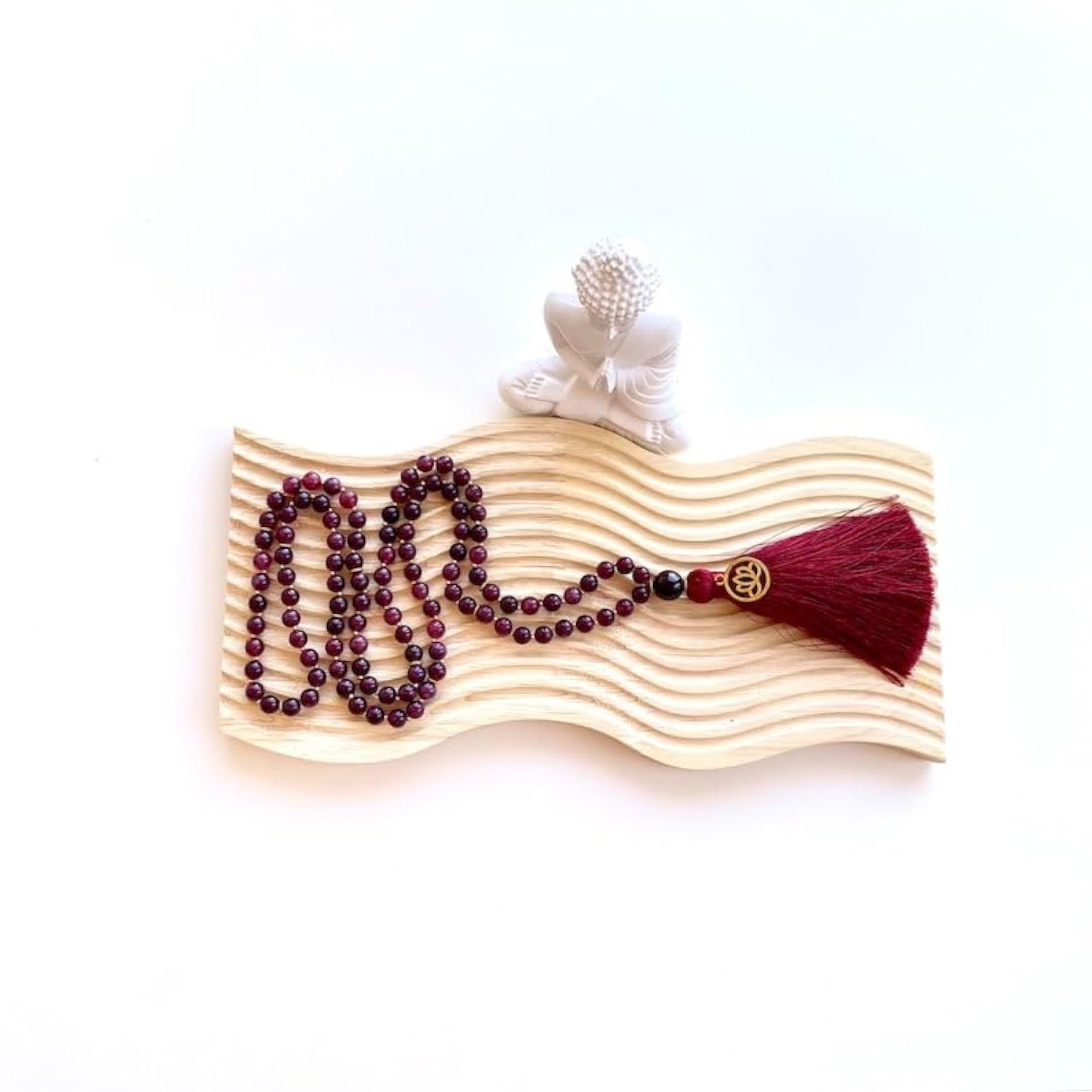 Natural Garnet 108+1 Bead Handmade Prayer Mala Necklace