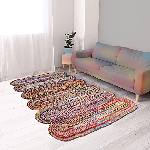 Tapis de chiffon Chindi multicolore grand tapis coton salon 150x300