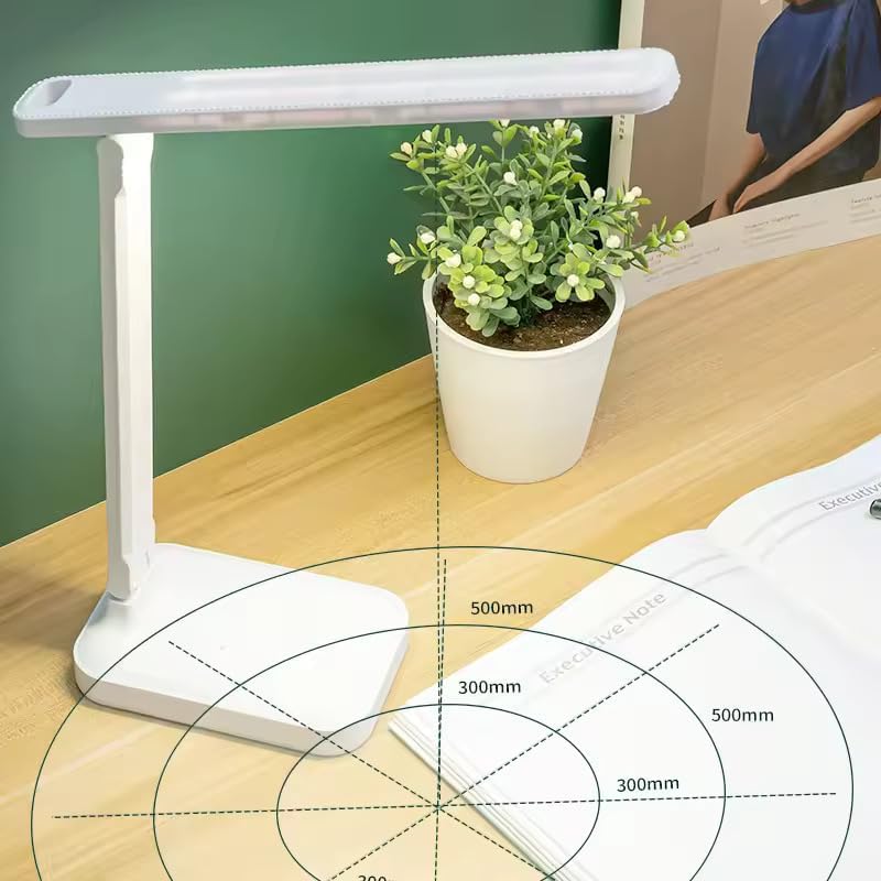 Image of One94Store Rechargeable LED Desk Lamp - Foldable Study Lamp with 1200mAh Battery, USB Charging, Touch Function, Eye Protection & 3-Level Brightness for Reading, Office & Home Use