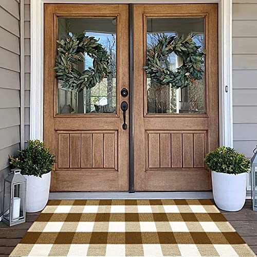 Plaid Rug - Buffalo Plaid Rug - Buffalo Plaid Outdoor Rug - 23x51 - Buffalo Plaid Rug Outdoor - Outdoor Buffalo Plaid Rug - Layered Door Mat Outdoor - Buffalo Check Rug - Buffalo Plaid Runner Rug