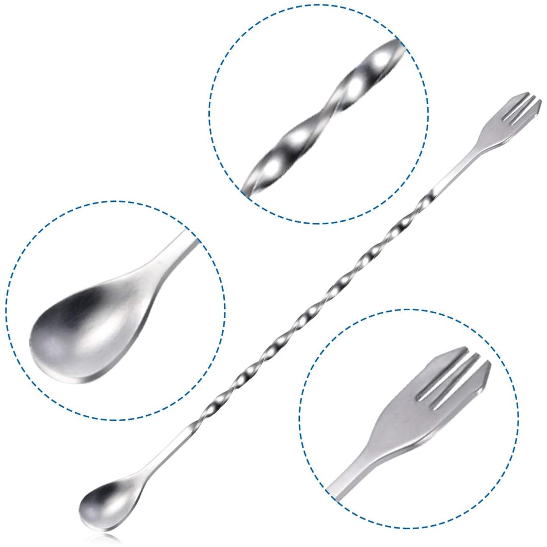 Cucchiaio Da Cocktail In Acciaio - Manico Lungo A Spirale Per Baristi E Home Bar