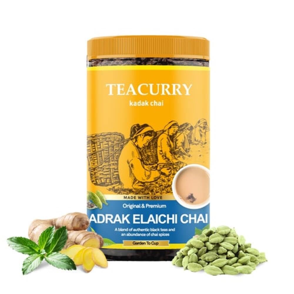 TEACURRY Adrak Elaichi Chai (100 Grams, 50 Cups) - Ginger Cardamom Chai for Energy and Immunity - 100% Natural Flavoured Tea with Real Adrak, Elachi | Tasteful Adrak Elaichi Flavor Chai Tea (B0C397K57H) Amazon Price History, Amazon Price Tracker