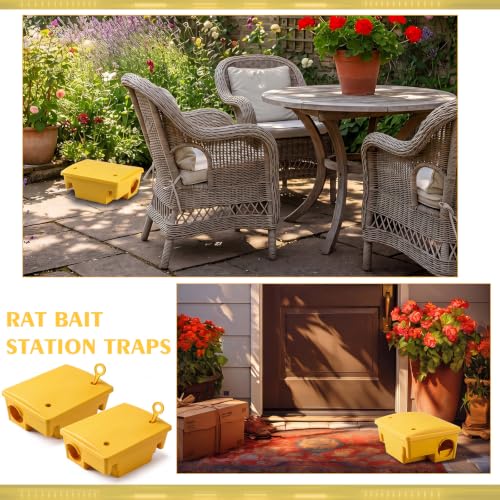 Image of Qualirey 12 Packs Rat Bait Stations Rodent Traps Outdoor Indoor, Yellow