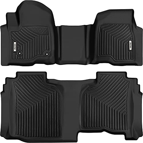 OEDRO Floor Mats Compatible with 2019-2022 Chevrolet Silverado 1500/Sierra1500 Double Cab with 1st Bench Seats, NO Rear Underseat Storage Box, Custom Fit 2 Row Floor Liner Set