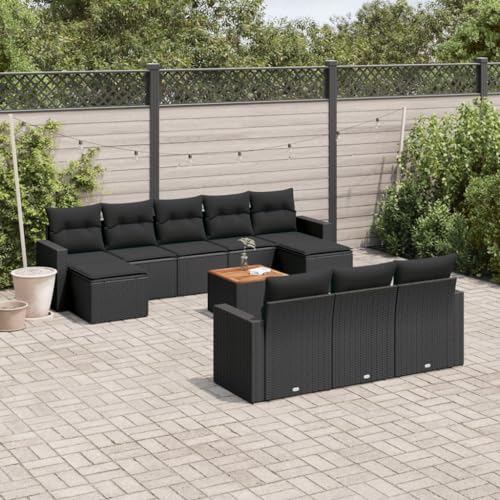 QJBSAVVA 11-teilige Garten-Sofagarnitur mit Akazienholztisch