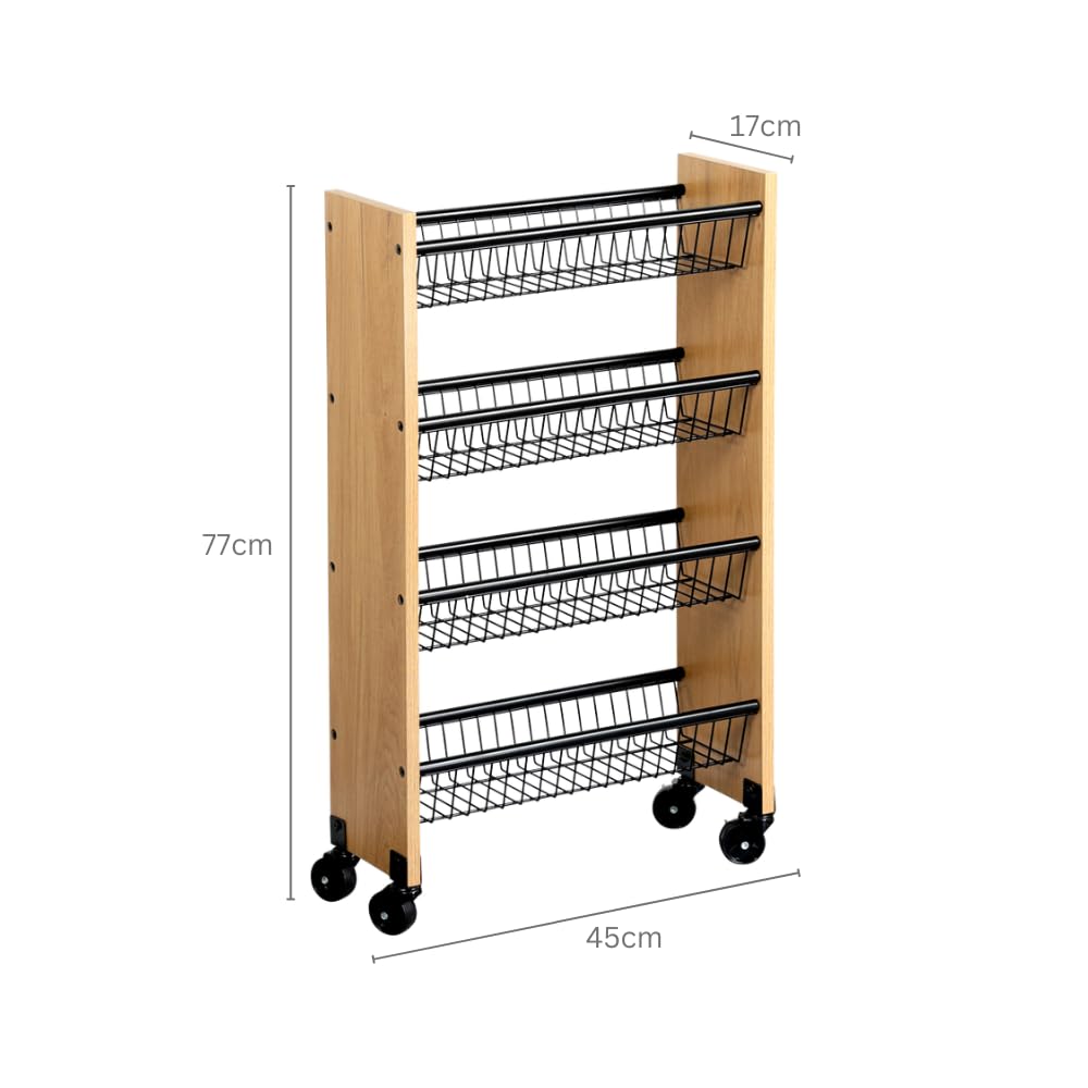 Kesper Carrello con ruote, 4 ripiani, 45 x 17 x 77 cm, 2784313