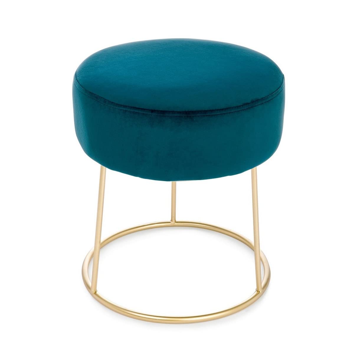 Yellowshop - Pouf sgabello Ø 35xH40 cm in velluto CLARA Giallo ocra Grigio Verde bottiglia Verde petrolio (Verde petrolio)