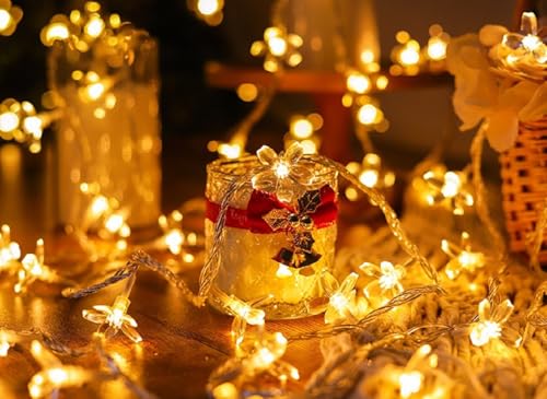 Wfggeh WLD0008 Flower String Lights Plug In, 16Ft 50 Led Cherry Blossom Fairy String Lights Warm White thumb #1