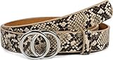 gürtelschnalle ca. 3 cm breit styleBREAKER Damen Gürtel mit Schlangen Muster und Ringschnalle, Hüftgürtel, Taillengürtel 03010094, Größe:95cm, Farbe:Braun-Beige