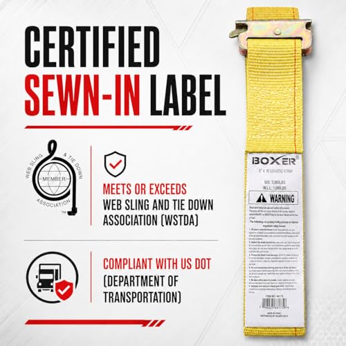 Correas E-Track de 2 pulgadas x 12 pies con hebilla de leva amarillas Boxer Tool 3