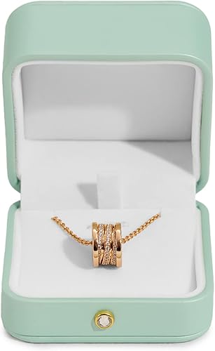 Oirlv Magnífico collar verde menta caja de regalo de cuero collar cajas para joyería regalo terciopelo interior colgante caja