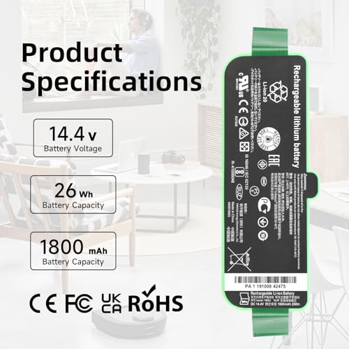 26Wh 1800LI Akku für iRobot Roomba 500 580 595 600 670 680 700 800 900 610 671 675 677 685 690 691 695 696 760 761 770 780 790 860 870 871 880 890 895 960 965 966 980 Robot Vacuum Cleaners 1800mAh