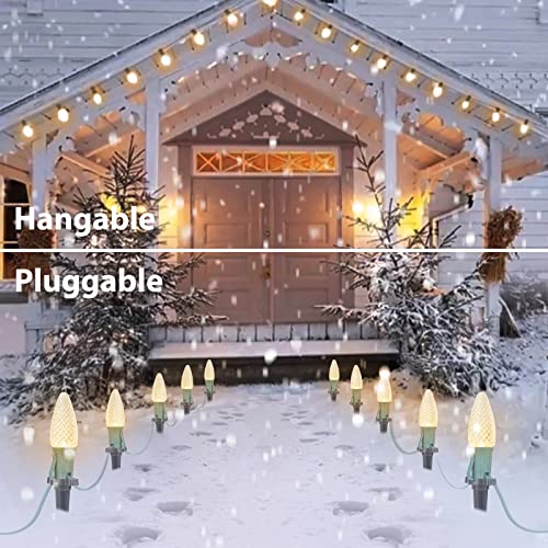 C9 Christmas Pathway Lights Outdoor, 25.7 Feet 20 Led C9 Strawberry Walkway Lights With Marker Stakes, Connectable Shatterproof C9 String Lights For Lane Outside Yard Decorations, Warm White #TOP5