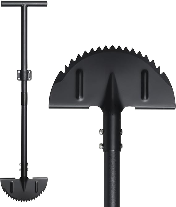 Half Moon Edger Lawn Tool, Saw Tooth Garden Edgers for Landscaping, Manual Edging Border Tools Heavy Duty with Sharp Balde, T-Grip, Wide Footplate, 38-49 Adjustable Long Handle, Flower Bed Sidewalk