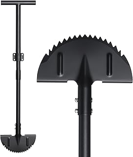 Half Moon Edger Lawn Tool, Saw Tooth Garden Edgers for Landscaping, Manual Edging Border Tools Heavy Duty with Sharp Balde, T-Grip, Wide Footplate, 38"-49" Adjustable Long Handle, Flower Bed Sidewalk