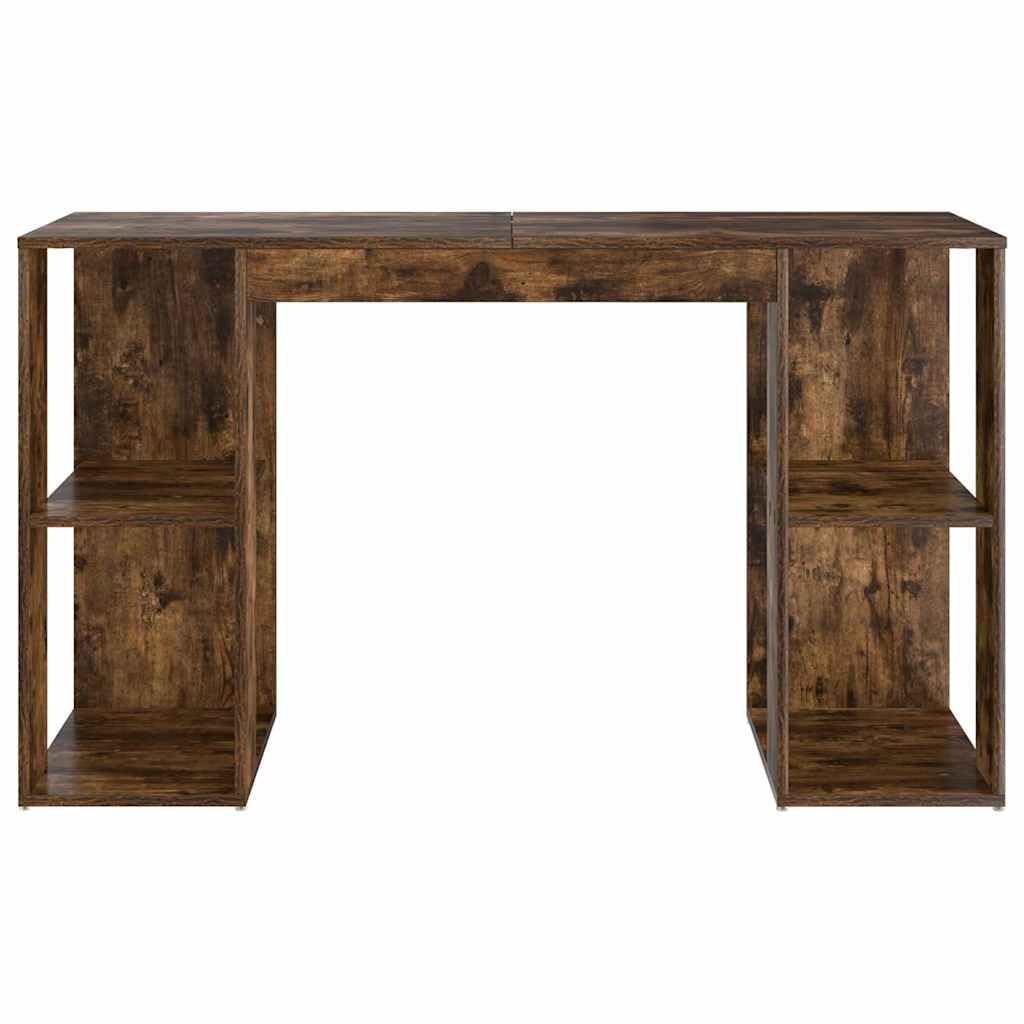 Schreibtisch Geräucherte Eiche 130x50,5x75 cm Holz 2 Regale Modern Robust PC Gaming Büro Home Living Jugend