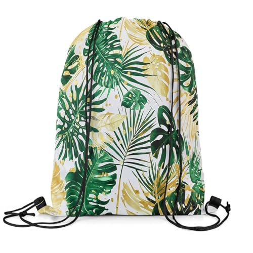 jejeloiu Palm Leaves Drawstring Backpack 13
