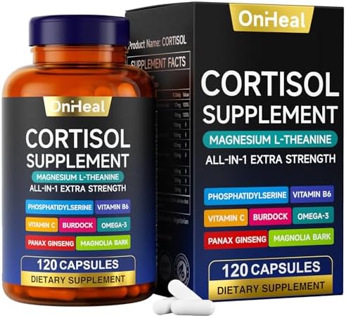 YBFQ Cortisol Supplement with Aspalathus Linariifolius, Magnesium, L-Theanine - for Men and Women - Stress Relief, Sleep Support, Detoxification, Reduction & Control - 120 Capsules