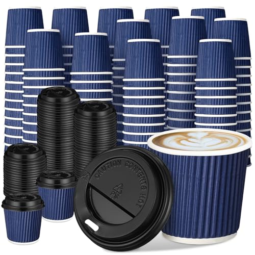 Uiifan 4oz Disposable Coffee Cups with Lids - 100 Set