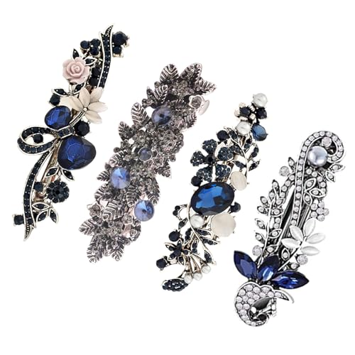 Pinces à cheveux vintage en alliage barrettes paillettes femmes et filles 4pcs