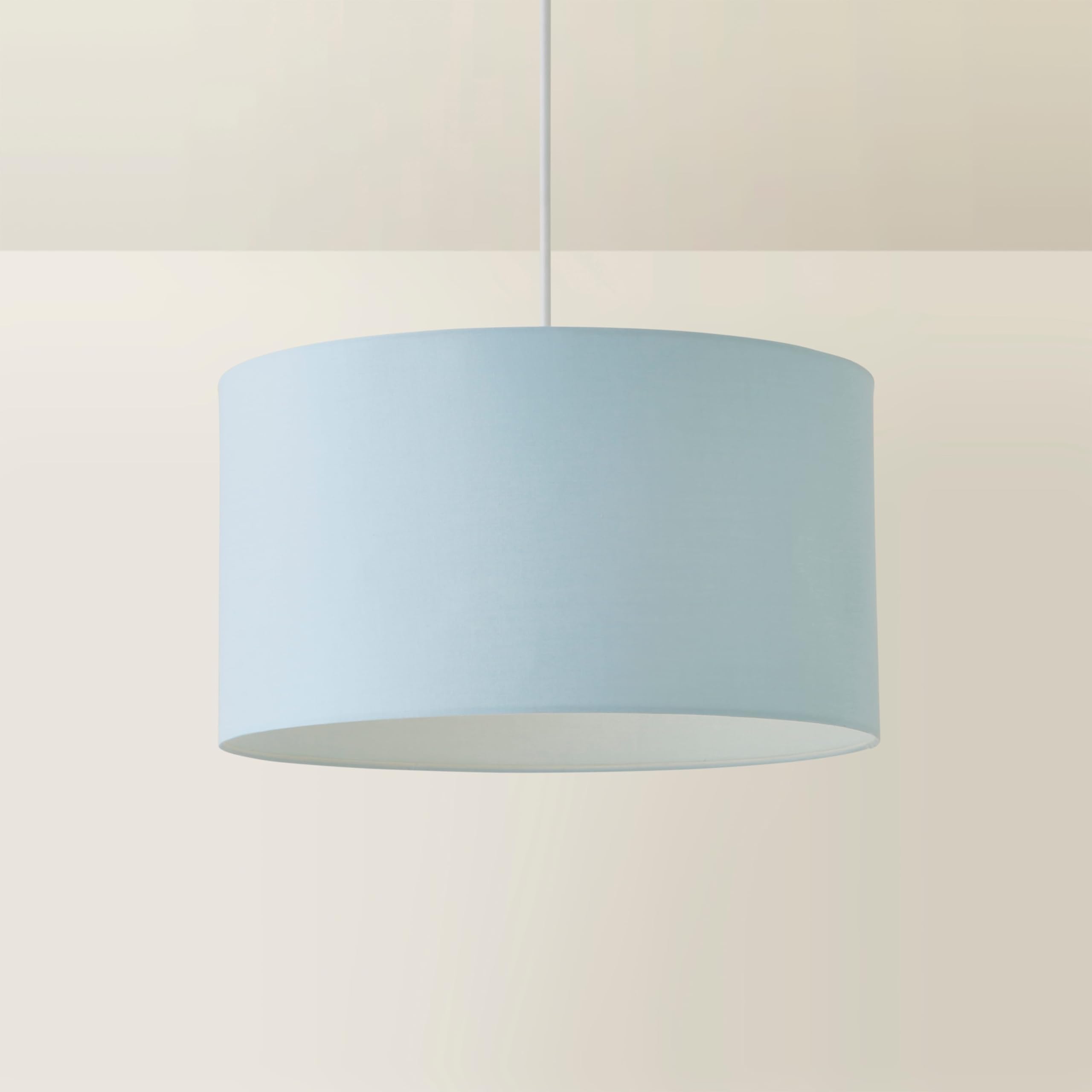 ValueLights | Reni Duck Egg Blue Fabric Drum Ceiling Lamp Shade and Bulb (D) 45cm | Shades, Home Décor & Improvement Essential | Bulb Included