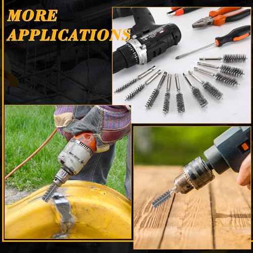 Image of Zonon 30 Pcs Bore Brush for Drill Wire Bore Cleaning Brush Set for Power Drill Impact Driver 1 /4 Inch Hex Shank, 8, 10, 11, 12, 13, 15, 16, 17, 18 and 19mm (Stainless Steel)