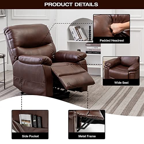 Erinnyees Faux Leather Massage Lift Chair For Elderly, Silent Motor With Handy Remote, Breathable And Soft Faux Leather With Side Pocket, Living Room Sofa Chair Massage（Brown）… #TOP6