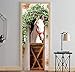 DSAOMO Stickers Porte Poster Cheval 3D Papier Peint Porte Trompe l'oeil pour Salon Chambre Décoration De La Maison Stickers Muraux Imperméable Stickers Amovibles 77x200cm(B x H)