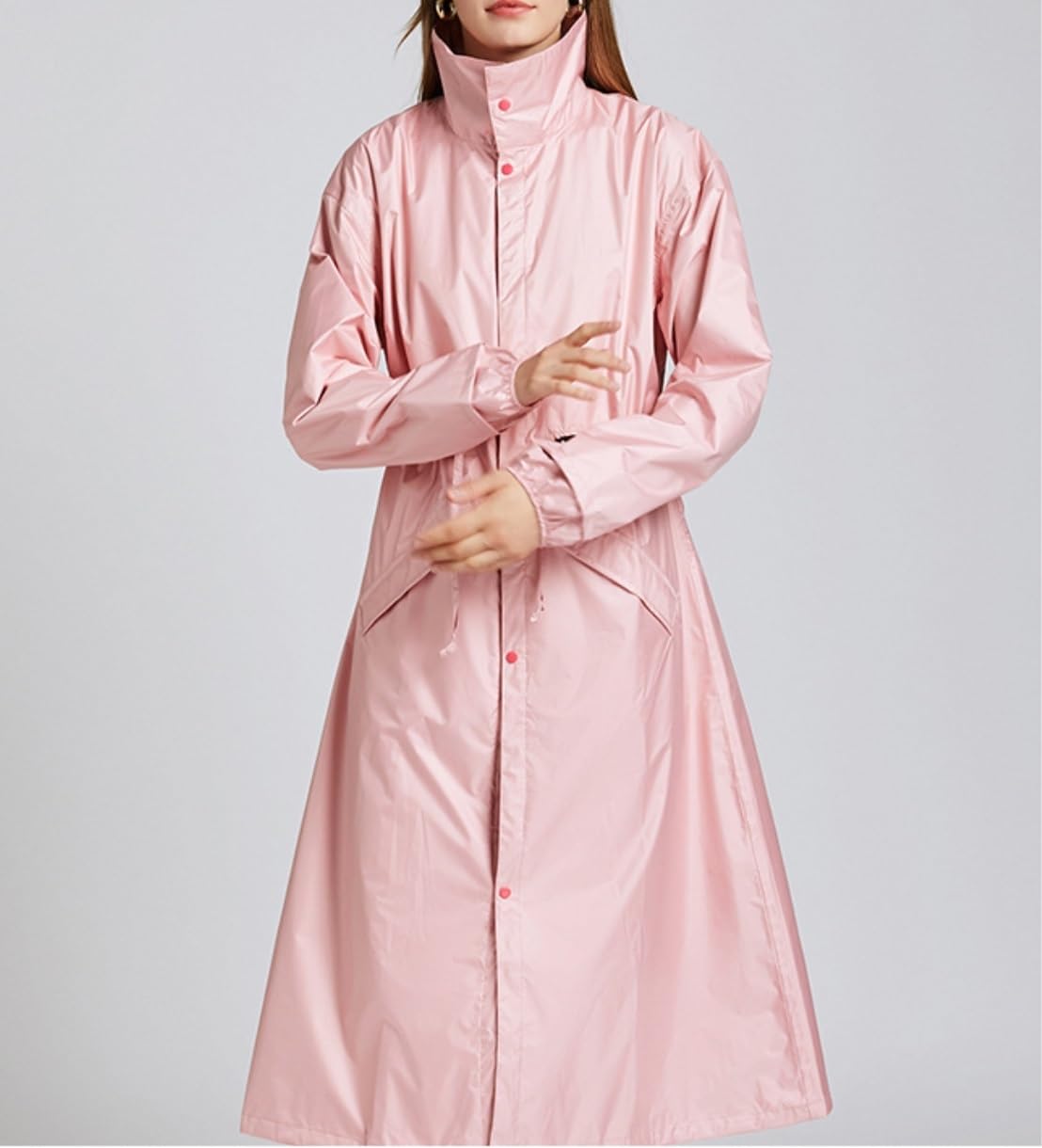 Capa de Lluvia Reutilizable Chubasquero Largo Impermeable Para Mujer, Poncho De Lluvia Con Capucha Alargada Ropa de Agua para Exteriores