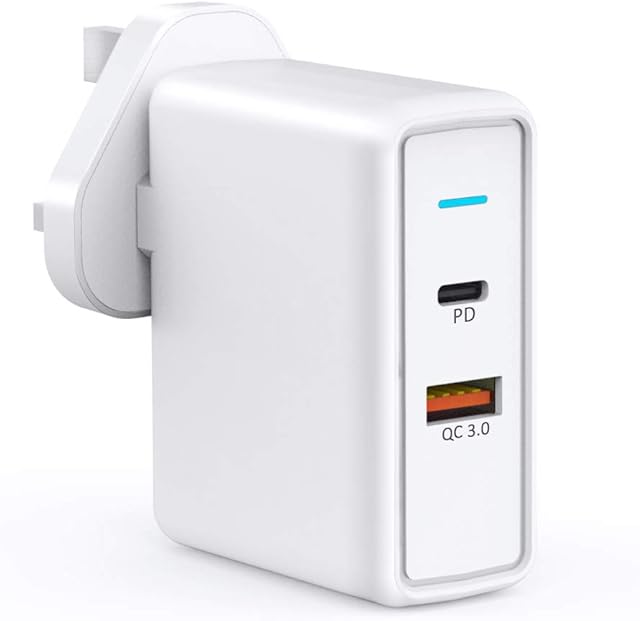 KEXIN USB C Charger, 36W 2-Port USB Wall Charger with 18W Power Delivery + 18W QC 3.0 Charger Adapter Fast Charging Home Travel USB Plug Charger for Samsung Huawei iPad iPhone and More White