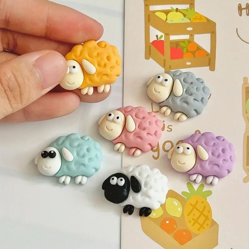 6 imanes decorativos pequeños de oveja para refrigerador miniatura 5