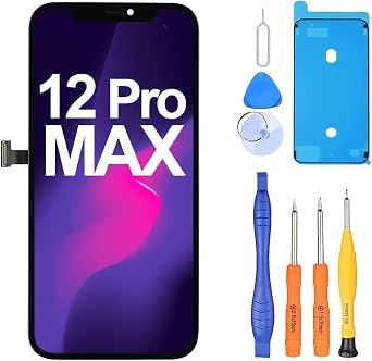 Ayake for iPhone 12 Pro Max Screen Full HD Display Screen Replacement, 6.7-inch LCD Display and Touch Digitizer Full Assembly Repair Tools Face ID, True Tone Programmable, 3D Touch