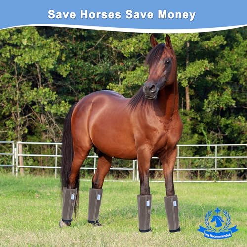 Image of Mesh Horse Fly Boots Set of 4, Fly Boots for Horses, Leggings for Horses, Reduce-Stomping, Breathable Mesh, Loose Fitting, Stay Up Not Sag, No Rub