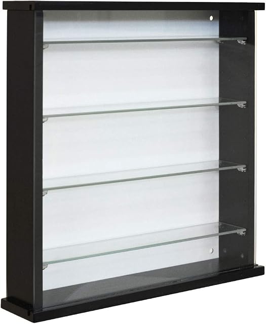 WATSONS EXHIBIT - Wood 4 Shelf Glass Wall Display Cabinet - Black