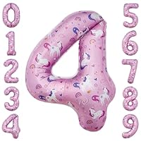40 Inch Unicorn Number 4 Balloon 4th Unicorn Birthday Decorations for Girls Magical Unicorn Party Supplies Unicorn Balloons 4