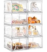 Plastic Drawers Storage, 8 Pack Clear Stackable Storage Drawers, Acrylic Storage Bins with Drawer...