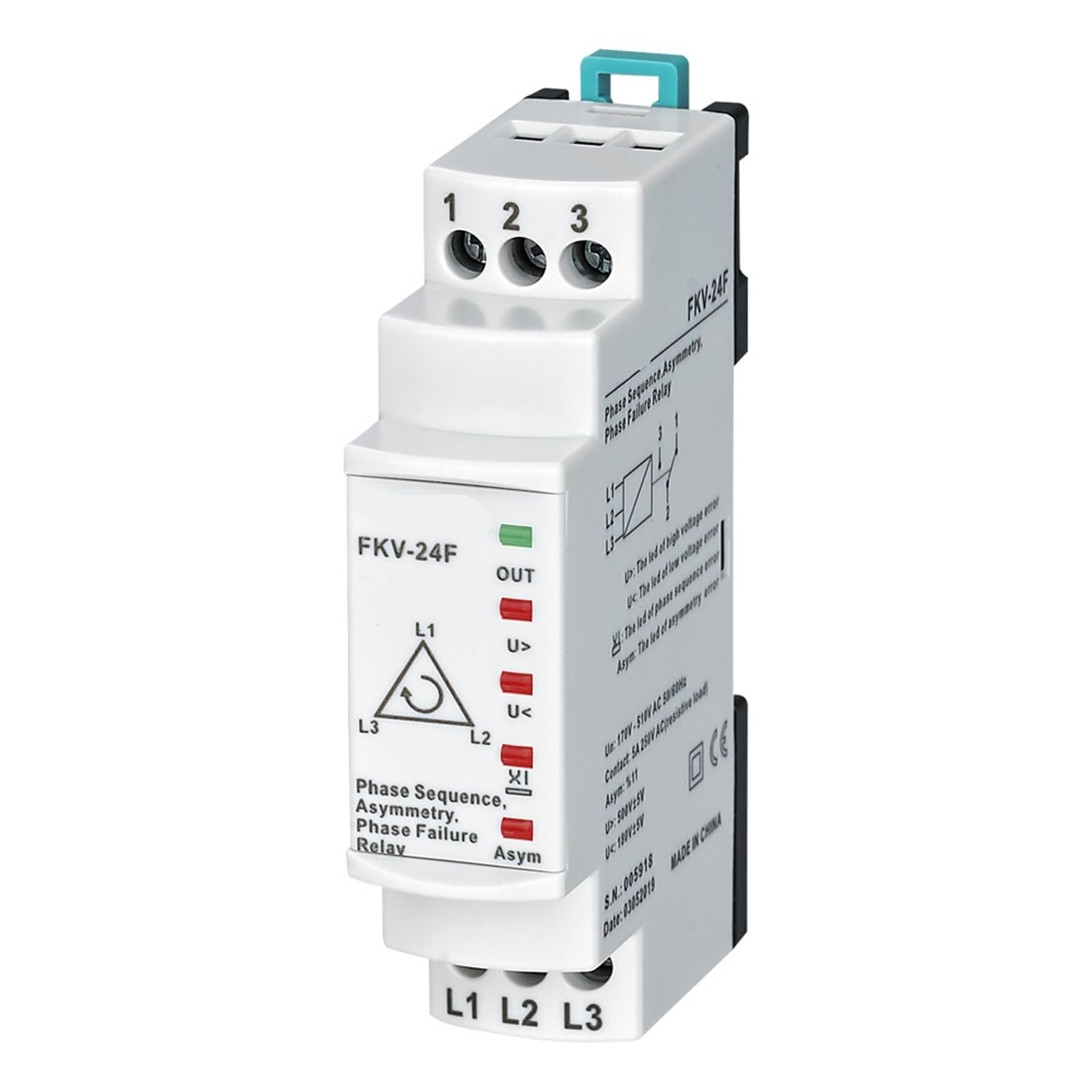 Relais de séquence de phase FKV-24F contre la surtension triphasé