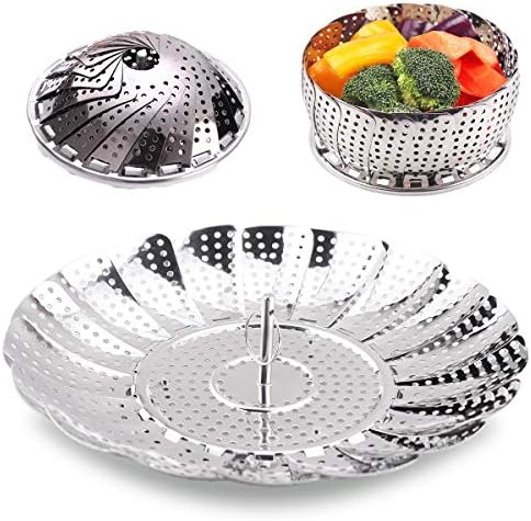 PYAMCMSY Telescopic Stainless Steel Vegetable Steamer Basket, Folding Steamer Insert for Pans,Pressure Cookers, Crock and Pot (5.5 inch to 8.8 inch)