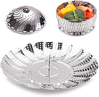 PYAMCMSY Telescopic Stainless Steel Vegetable Steamer Basket, Folding Steamer Insert for Pans,Pressure Cookers, Crock and Pot (5.5 inch to 8.8 inch)